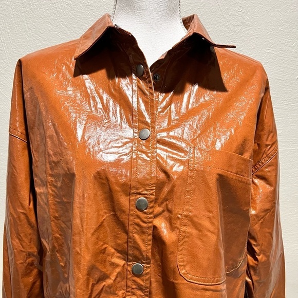 Cotton On Brown Vegan Leather Shirt - Picture 2 of 7